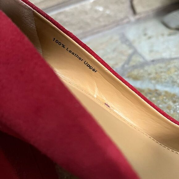 J CREW Burgundy Merlot Red GENUINE LEATHER suede Italy High Heels Pumps Sz 9.5 - Picture 4 of 10